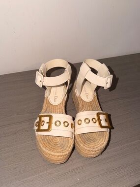 Christian Dior D-Dior Ivory Leather Espadrille Platform Sandals